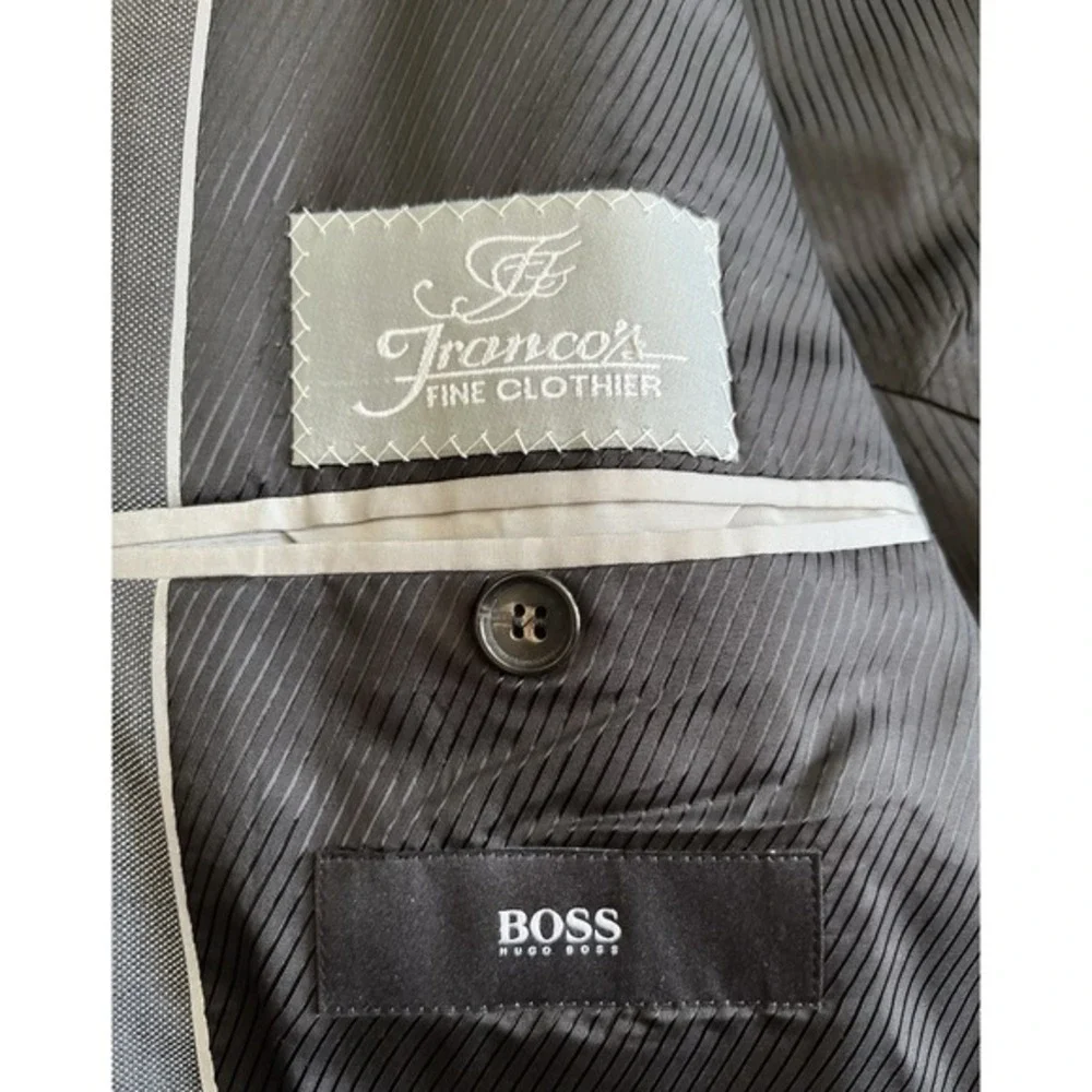 Mens 44R Wool Hugo Boss Grey‎ Blazer  Suit Jacket